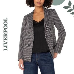 Liverpool Double Breasted Plaid Blazer Large NWT